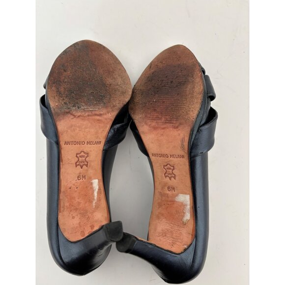 Antonio Melani Heels 6 Leather Peep Toe Knot Front Preppy Quiet Luxury Old Money - Picture 6 of 14
